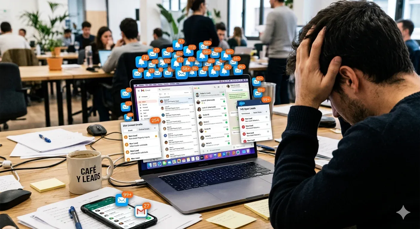 Usuario mirando sus notificaciones de leads olvidados